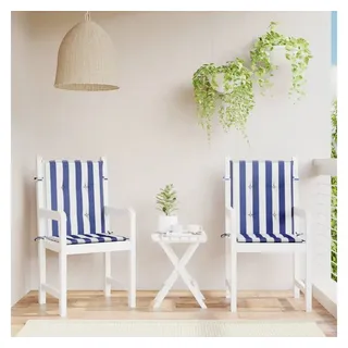 vidaXL Niedriglehner Auflage 100 x 50 x 5 cm blau/weiß gestreift 2 St.