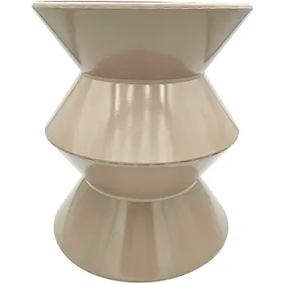 Meinposten Beistelltisch, Metall, Beige, Ø37 x H30 cm, Runder Couchtisch, Retro Design Pflanztisch Metalltisch