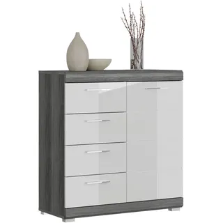 xonox.home Kommode Scout 80 x 85 x 37 cm Weiß/Grau