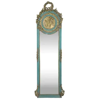 Casa Padrino Barock Spiegel 55 x 175 cm Türkis/Antik Gold