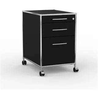 Versee Rollcontainer Bürocontainer VERSEE – 60 / 80 cm, 3 oder 4 Schubladen, Farbauswahl, (Schubladencontainer für Büro und Home-Office, 1 Rollcontainer), robust & kratzfest, 50kg belastbar schwarz 43,5 cm x 66,5 cm x 60 cm
