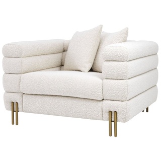 Casa Padrino Luxus Art Deco Sessel Creme / Messing 109 x 97 x H. 68 cm - Moderner Wohnzimmer Sessel - Luxus Möbel