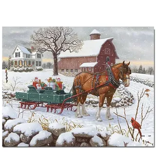DIY 5D Diamond Painting kits Christmas Horse Diamant Painting Bilder Set für Erwachsene Kinder Malen nach Zahlen Stickerei Kreuzstich Kristall Strass Leinwand Kunst Decor Square Drill_30x50cm(12x20in)