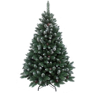 RS Trade 15013 240 cm Weihnachtsbaum künstlich mit Schnee und Zapfen (Ø ca. 150 cm) ca. 1815 Spitzen, schwer entflammbarer Tannenbaum mit Schnellaufbau Klappsystem, inkl. Christbaum Ständer