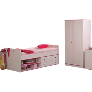 Kinderzimmer Smoozy Parisot 2-tlg weiß Bett + Kleiderschrank Funktionsbett Kinderbett Jugendzimmer