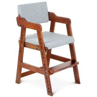 Ezebaby Holzstuhl Mitwachsender Holz Stuhl Kinderstuhl f. kinder ab 2 Jahre braun