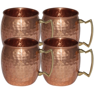 Handmade Pure Copper Hammered Moscow Mule Mug,set of 4 Mugs by Street Art