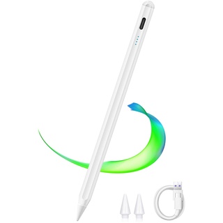Stylus Stift Kompatibel iPad, OBERSTER Stylus Pen Active Stift Feinspitze mit Palm Rejection, Neigungsspitze Magnetische Stylus Pencil, Weiß, E07