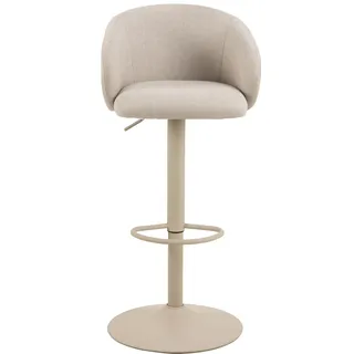 Barhocker >Eleanor< mit Drehfunktion & Fußstütze, Sitzhöhe höhenverstellbar 65–86 cm, Stoff beige, pulverbeschichtetes Stahlgestell grau-beige, Modell Eleanor, modern & bequem,53x110x56cm (BxHxT).