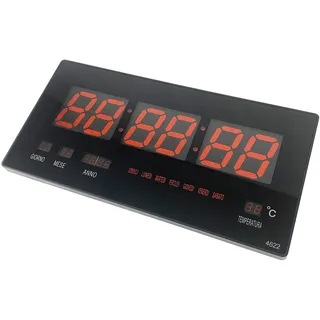 Tempo di Saldi Digitale LED-Wanduhr mit Datum und Temperatur, schmal