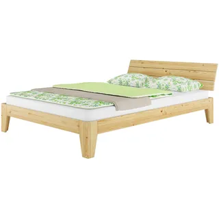 Erst-Holz®Doppelbett Überlang Kiefer Natur 140 x 220 Bettrahmen Rollrost