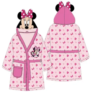 Disney Minnie Mouse Kinder Bademantel Rosa 134/140 mit Kapuze & Gürtel