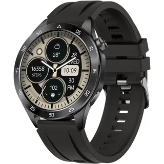Militär Smartwatch Herren, 1.43''AMOLED Display Smart Watch mit Telefonfunktion, 123 Sportmodi Fitnessuhr mit Herzfrequenz SpO2 Schlafmonitor Schrittzähler, IP68 Wasserdicht Sportuhr für Android iOS