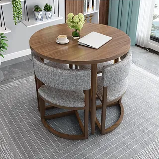 ZzERTE Runder Esstisch Mit 4 StüHlen, Esszimmergruppe Mit Esstisch Und 4 Essstühlen, Moderner Küchentisch Set, Tisch Und Stühle Set, Essgruppe Für Küche Esszimmer Büro Wohnzimmer(Dark Gray)