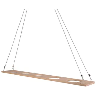UNUS HOME Blumenkasten Kräuterbar, Kräuterregal, Kräuterbrett hängend für 5 Blumentöpfe (100cm), Stabile Drahtseilaufhängung, hängende Kräutertöpfe braun