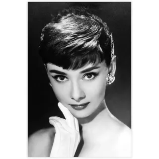 Audrey Hepburn Leinwand-Poster Wanddekoration für Wohnzimmer Schlafzimmer Dekor Audrey Hepburn-Druck Kunst Bild Gemälde Kunstwerk Schwarz-Weiß-Wandkunst, rahmenlos,70x90cm