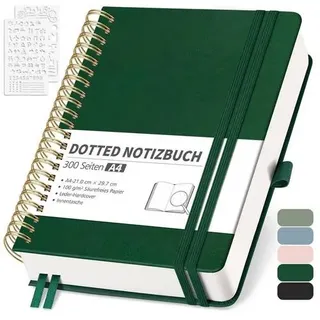 RETTACY Notizbuch A4 Liniert, Bullet Journal mit 100 g/m2 Dickem Papier, 150 Blatt/300 Nummerierten Seiten, Collegeblock für Büro und Schule, Leder