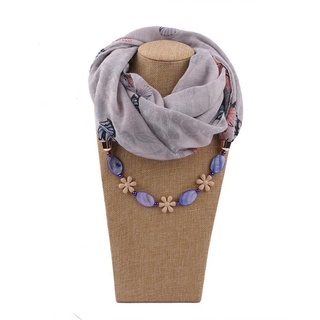Rouemi Modeschal Damen Loop Schal,Muschelschmuck Halskette Schal, bedruckter Modeschal lila