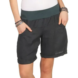 Mississhop 276 Damen Leinenshorts Bermuda – Kurze Sommerhose aus 100% Leinen, luftig, elegant, mit Knöpfen Graphit L - 38