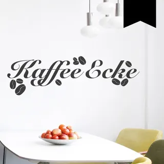 WANDKINGS Wandtattoo - Kaffee Ecke mit Kaffeebohnen - 50 x 15 cm - Schwarz - Wähle aus 5 Größen & 35 Farben
