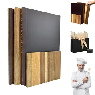 Book Cutting Board Set, Cutting Board Book of 4 Wooden Chopping Board with Stand, Cutting Board Wood Book, Stain Resistant (Obst & Gemüse (1 * Schneidebrett))