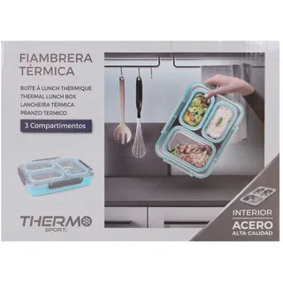 Lunchbox Thermo-Lunchbox 3 Abteilungen Größe 27,5x20x6cm, Glas, (1-tlg) bunt