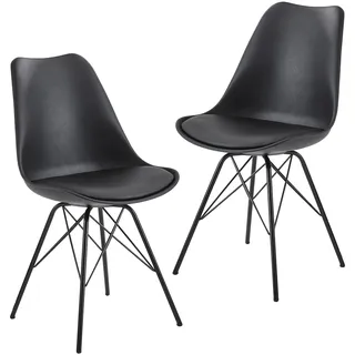 FineBuy Esszimmerstuhl Jonathan Kunstleder schwarz 2er Set