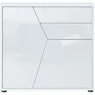 Vladon Benny 79 x 74 x 36 cm Weiß matt/Weiß Hochglanz
