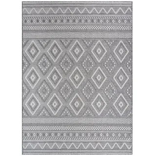 TT Home Rauten Design Outdoor-Teppich 300 x 400 cm Grau