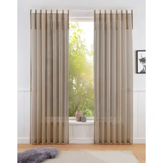 Guido Maria Kretschmer Home&Living Gardine TENDER, Bindebänder (1 St), transparent, transparent, Leinen Optik mit Struktur, monochrom beige 135 cm x 245 cm
