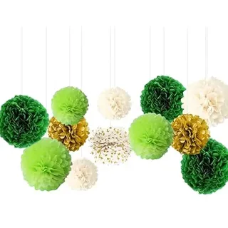 12er-Pack Seidenpapier-Pompons 5 Farben Seidenpapier-Blumen Dekoration 3 Größen Seidenpapier-Pompons Seidenpapier-Blumen Wanddeko Geeignet für Hochzeit Geburtstagsparty-Dekoration