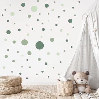 HPNIUB Kreise Wandtattoo für Babyzimmer,Aufkleber Sticker Kreis Wandaufkleber Kinderzimmer Punkte Dots Klebepunkte in verschiedenen Farben (Grün-Mild)