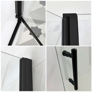 Moderne Eck-Duschkabine mit Schwingtüren, in Schwarz – wählbare Größe – Nox Hudson Reed