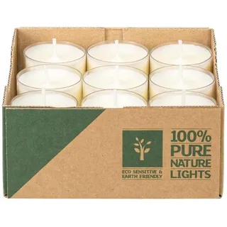 E+N Teelicht-Kerzen Pure Natur 18 Teelichte Brenndauer ca. 7 Stunden, 24 x 38mm, 100% nachhaltiges Raps-Wachs, Hülle aus recyceltem Plastik, CO2-neutraler Abbrand, 100% Made IN Germany