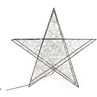 Deko Weihnachts Stern in schwarz - mit 120 warmweißen LEDs - 58x58 cm - Timer/Dimmer Weihnachtsdeko Innen Außen zum Aufhängen
