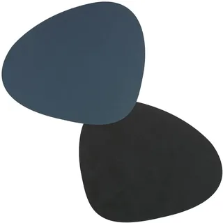 LindDNA Curve Double Tischset, Leder, Schwarz-Dunkelblau, 44cm