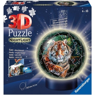 Ravensburger Puzzleball »Nachtlicht Raubkatzen«, 72 Puzzleteile, mit Leuchtsockel inkl. LEDs; FSC® - schützt Wald - weltweit bunt