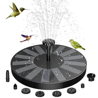 AMZtime 1.5W Solar Springbrunnen für Außen, Solar Teichpumpe mit 6 Effekte | Upgrade Solarbrunnen für Draussen, Solar Wasserpumpe Solar schwimmender Fontäne Pumpe für Garten teich Vogel-Bad