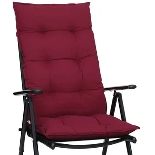DETEX Stuhlauflage 122x48cm Viskoeffekt Indoor Outdoor Stuhlkissen Polsterauflage Hochlehner Sitzauflage Rot