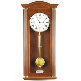 Wanduhr - AMS Funk Funkwanduhr mit Pendel Holz nussbaum farben Pendeluhr
