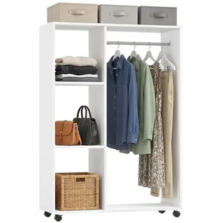 Homcom Kleiderschrank auf Rollen 80 x 40 x 128 cm Weiß