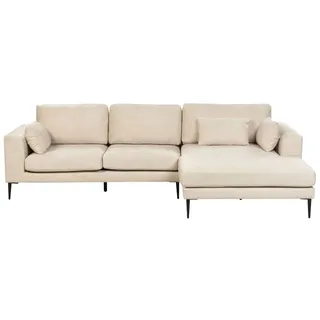 Beliani Ecksofa Creme Linksseitig FLAM