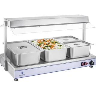Royal Catering Warmhalteplatte Speisenwärmer Wärmetheke Buffetwärmer 2.000 W 4 Halogenlampen -