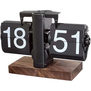 Baoblaze Vintage Tischuhr, Retro Flip Uhr, Retro-Automatische Mechanische Flip Uhr mit Sichere Basis, 24 Stunden Schwarz Kreative Vintage-Tischuhr für Zuhause Wohnzimmer Büro Schule Hotel Cafe