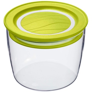 Rotho Cristallo runde Vorratsdose 0,4l mit Deckel und Dichtung, Kunststoff (SAN) BPA-frei, transparent/grün, 0,4l (11,0 x 11,0 x 7,8 cm)