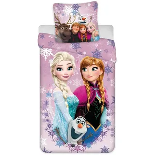 Die Eiskönigin Bettwäsche ELSA & Anna 135x200+80x80 – 100% Baumwolle | Wendebettwäsche | Disney Frozen | 135x200+80x80 cm | Mädchen | Offiziell lizenziert | Geschenk | Einzelbett