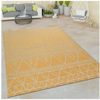 Paco Home In- & Outdoor Flachgewebe Teppich Modern Ethno Muster Zickzack Design In Gelb
