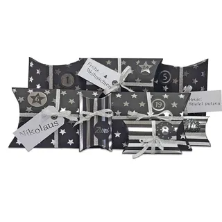 Frau WUNDERVoll® DIY Adventskalender zum Befüllen HoHoHo schwarz, silber