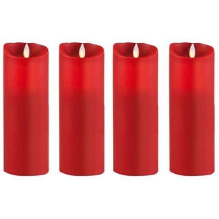 SOMPEX LED-Kerze 4er Set Flame LED Kerzen rot 23cm (Set, 4-tlg., 4 Kerzen, Höhe 23cm, Durchmesser 8cm), mit Timer, Echtwachs, täuschend echtes Kerzenlicht rot