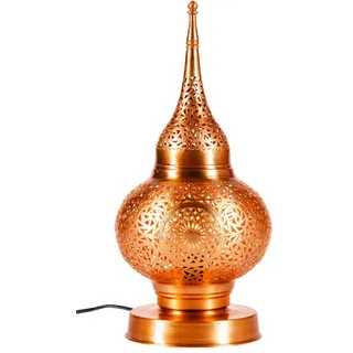 Marrakesch Orient & Mediterran Interior Nachttischlampe Orientalische Lampe Tischlampe Kupfer Hayati, Handarbeit orange